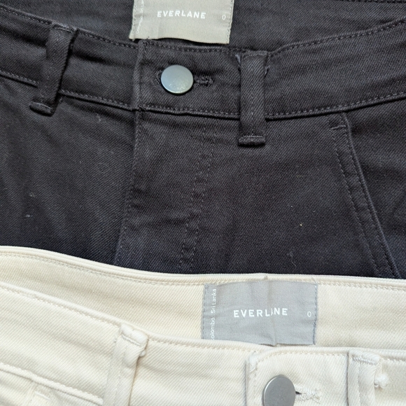 EVERLANE 2 PAIRS ANKLE CUT PANTS- CREAM & BLACK SIZE 0 - Picture 2 of 4